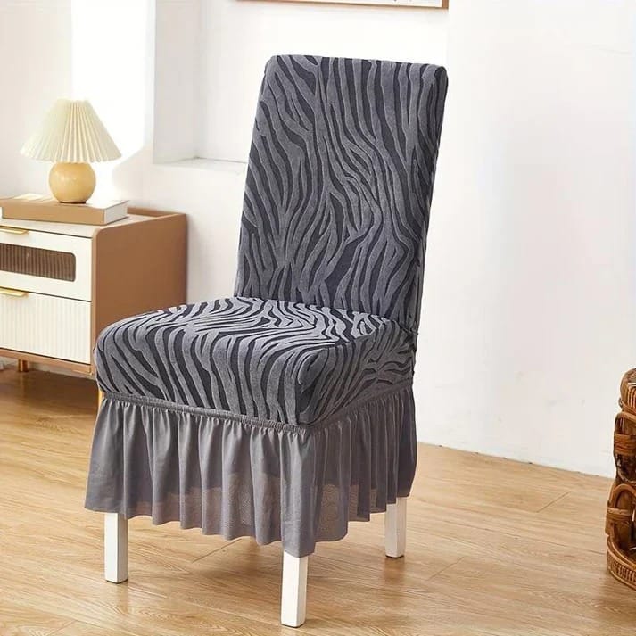 Zebra Velvet Chair Covers With Frill