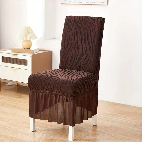 Zebra Velvet Chair Covers With Frill
